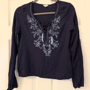 Aeropostale Long sleeve embroidered top